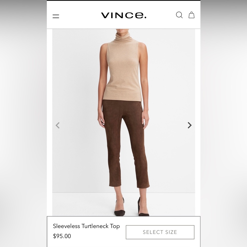 Vince sleeveless turtleneck, size L , color: Camel Cashew